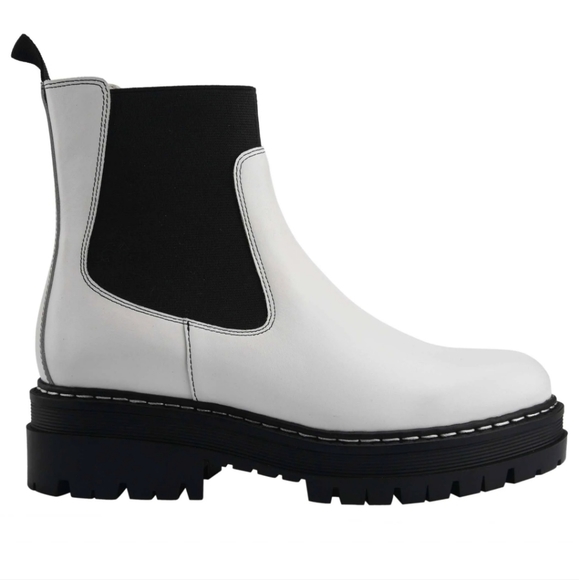 Marc Fisher Patrick Chelsea Slip On Leather Moto Boot Combat Lug Sole 8.5 #645 - Picture 3 of 9